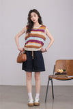 เสื้อถักลายทางแขนกุด