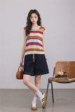 เสื้อถักลายทางแขนกุด