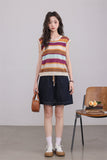 เสื้อถักลายทางแขนกุด
