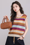 เสื้อถักลายทางแขนกุด