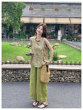 โยลันดา ชุดกี่เพ้าสองชิ้นลายดอกไม้แขนสั้น