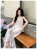 ลารีสซา ชุดกี่เพ้าตาข่ายปักลาย 2 ชิ้น