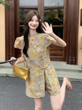 โดมินิก ชุดกี่เพ้าสองชิ้นลายหมึก