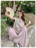 พริสซิลลา ชุดกี่เพ้าสองชิ้นลายพิมพ์พร้อมกระดุมรูปกบ