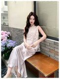 ลารีสซา ชุดกี่เพ้าตาข่ายปักลาย 2 ชิ้น