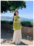 อัญญา ชุดเสื้อกี่เพ้าตกแต่งพู่ 2 ชิ้น