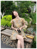 โดมินิก ชุดกี่เพ้าสองชิ้นลายหมึก