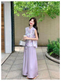โฮโนเรีย ชุดกี่เพ้าสีม่วง 2 ชิ้น สไตล์ลำลอง
