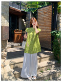 อัญญา ชุดเสื้อกี่เพ้าตกแต่งพู่ 2 ชิ้น