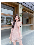 ซอนเน็ต ชุดกี่เพ้าปักลายสีชมพู 2 ชิ้น