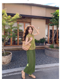 Helena 2-Piece Black Print Mandarin Collar Cheongsam Set